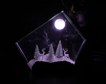 Renmånslampa i harts: Nattlampa i epoxifärgat sängbord