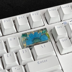 Floral Resin Spacebar Keycap: Blue Flower, Cherry Profile image 4