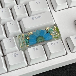 Floral Resin Spacebar Keycap: Blue Flower, Cherry Profile image 6