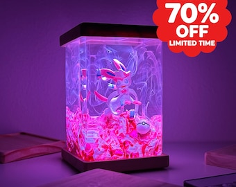 Sylveon-Kunstharzlampe, Epoxidharzlampe, Epoxidharz-Nachtlicht, Pokémon-Geschenk, Pokémon-Geburtstagsgeschenk, individuelle Epoxidharzlampe, Epoxidharzlampe, Schreibtischlampe