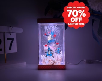Lampada in resina epossidica Lucario Evolution, lampada in resina epossidica Lucario Rilou Mega Lucario, lampada in resina Pokémon, regalo Pokémon