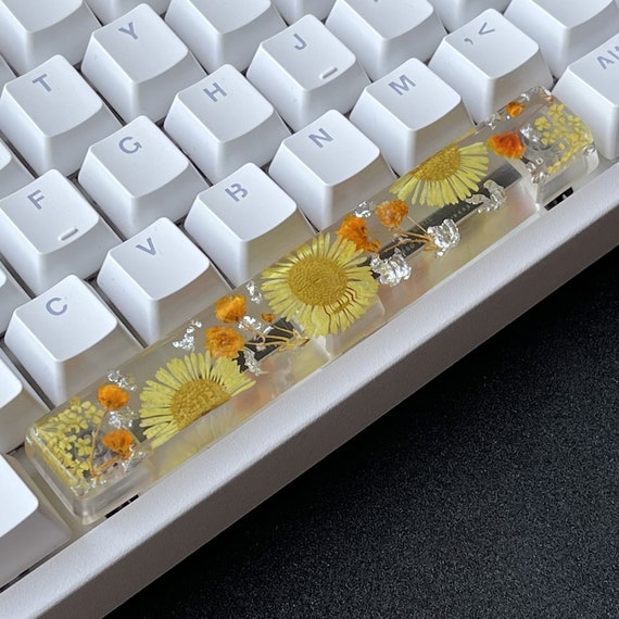 イエローフローラルアーティザンキーキャップ：カスタムCherry MX