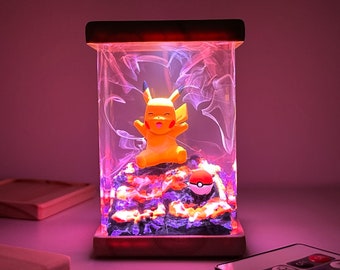 Pikachu Pokemon Epoxy Lampe, Pokemon Geschenk, Pokemon Starter Lampe, Pokemon Geburtstag, Epoxy Nachtlicht, Epoxy Lampe nach Maß, Schreibtischlampe