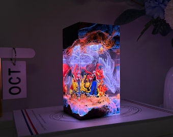 Luminária de resina Pokémon Ash Charizard Pikachu, luminária de epóxi Pokémon, luminária de epóxi Pokémon, luminária de epóxi personalizada, decoração Pokémon
