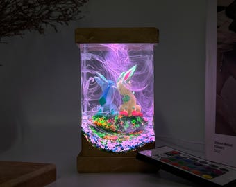 Glaceon leafeon resin lamp, pokemon epoxy lamp, pokemon gift, pokemon birthday, custom resin lamp, epoxy resin lamp
