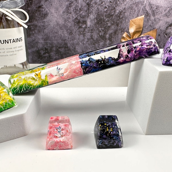 Pokemon keycap, artisan keycap, spacebar keycap, eevee evolution pokemon, jolteon, umbreon, espeon, sylveon, custom pokemon, custom keycaps