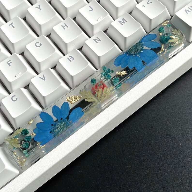 Floral Resin Spacebar Keycap: Blue Flower, Cherry Profile image 7