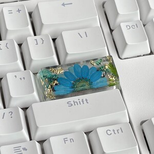 Floral Resin Spacebar Keycap: Blue Flower, Cherry Profile image 5