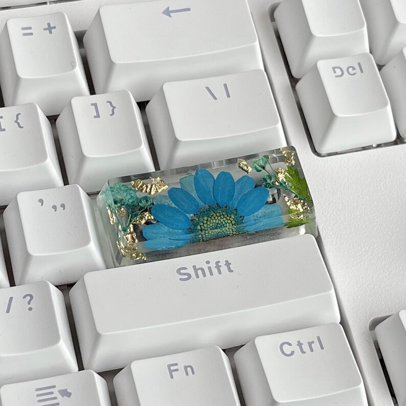 Floral Resin Spacebar Keycap: Blue Flower, Cherry Profile image 5