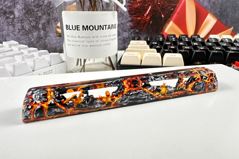 Custom keycaps, spacebar keycap, pokemon keycap, pokemon spacebar, custom spacebar, resin keycap set, 3d printed keycap, artisan spacebar image 4