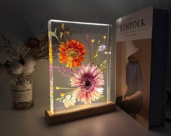 Blumenharzlampe, Blumenepoxidlampe, Blumenlampe, Blumennachtlicht, Nachttischlampe, Harznachtlicht, Geschenk für sie, Geschenk für Mutter