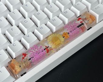 Resin Flower spatiebalk keycap: transparante Cherry MX custom keycap