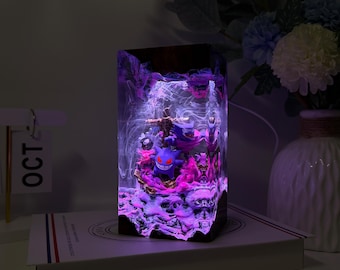 Pokemon epoxy lamp, gastly haunter gengar evolution epoxy lamp, pokemon gifts, resin night light, custom pokemon resin lamp