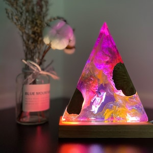 Galaxy resin lamp, wood lamp, resin night light, floor lamp, mushroom lamp, desk lamp, epoxy lamp, resin light, bedside lamp, gifts for him