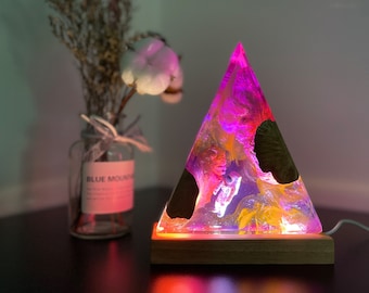 Galaxy Resin Lamp: Handmade Wood Night Light