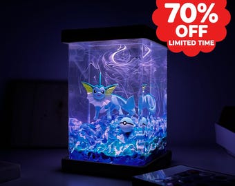 Pokémon-Geschenk, personalisierte Epoxidharzlampe, Evoli-Entwicklungslampe, Nachttischlampe, Aquana-Epoxidharzlampe, Pokémon-Geburtstagsgeschenk, Harz-Nachtlicht