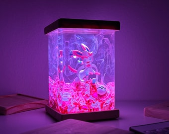 Sylveon custom resin lamp, epoxy lamp, epoxy night light, pokemon gift, pokemon birthday, custom epoxy lamp, epoxy resin lamp, desk lamp