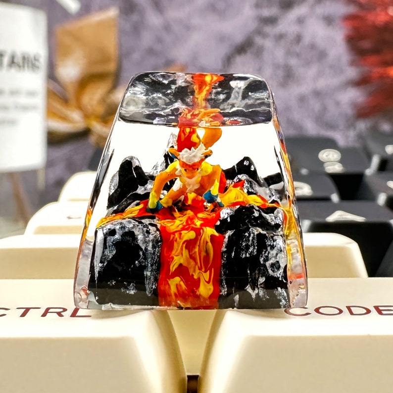 Custom keycaps, spacebar keycap, pokemon keycap, pokemon spacebar, custom spacebar, resin keycap set, 3d printed keycap, artisan spacebar Infernape Pokemon