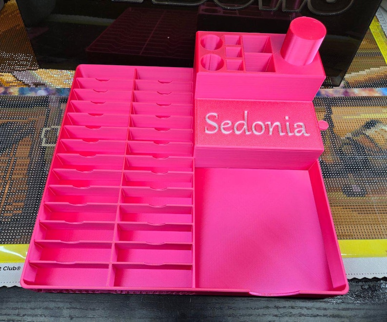 Kit Up Caddy 2.0 | Drill Organizer Storage | Custom Tool Holder | Drill Bag Organizer | Personalized Gift for Diamond Painting Pink Silk