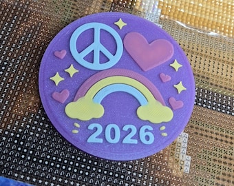Love Peace & Pride 2026 CoverMinder Magnetic Cover Minder for Diamond Painting.