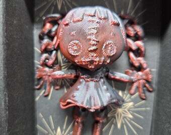 Creepy Doll Coverminder Magnet, Articulated 3D Printed Fidget Toy