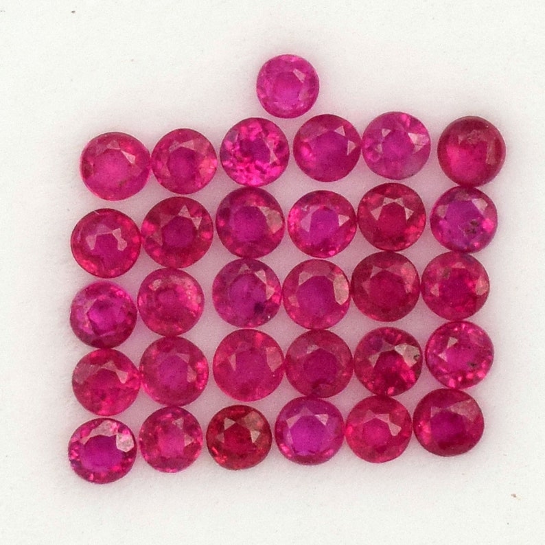 1.40 Carat Natural Ruby Faceted Round Cut 1.5mm x 1.5mm Calibrated Lots 31 Pcs Red Pink Shade Loose Gemstones For Jewelry