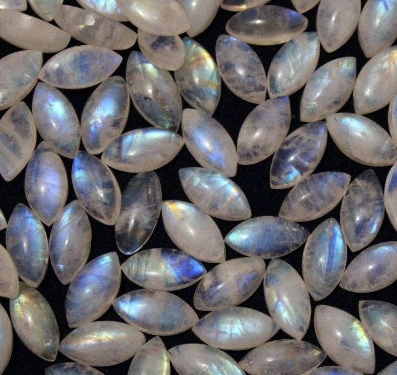 5x7 mm Pear Rainbow Moonstone Cabochon Loose Gemstone Wholesale Lot 20 pcs