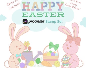 Procreate Easter Stamps, Procreate Easter Bunny Stamps, Easter brush pack, Spring brush set, Procreate Easter, Procreate bunny, Easter Egg