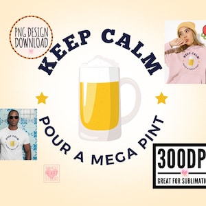 Mantén la calma Vierte una mega pinta PNG Ideas de sublimación Clip Art Johnny Depp Png bar tender Clipart diseño divertido descargas fiesta Johnny Depp camisa