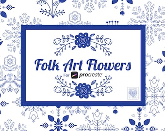 Procreate Folk Art Blumen, Stempel, Procreate Flower Stempel, Procreate Folk Art Pinsel, Folk Art Stempel Set, Folk Art Brush Pack, Formen