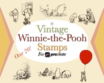 Winnie the Pooh Procreate Stempel, Klassische Winnie the Pooh Stempel, Winnie the Pooh Stempel zeugen, Winnie the Pooh Färbung, A.A. Milne