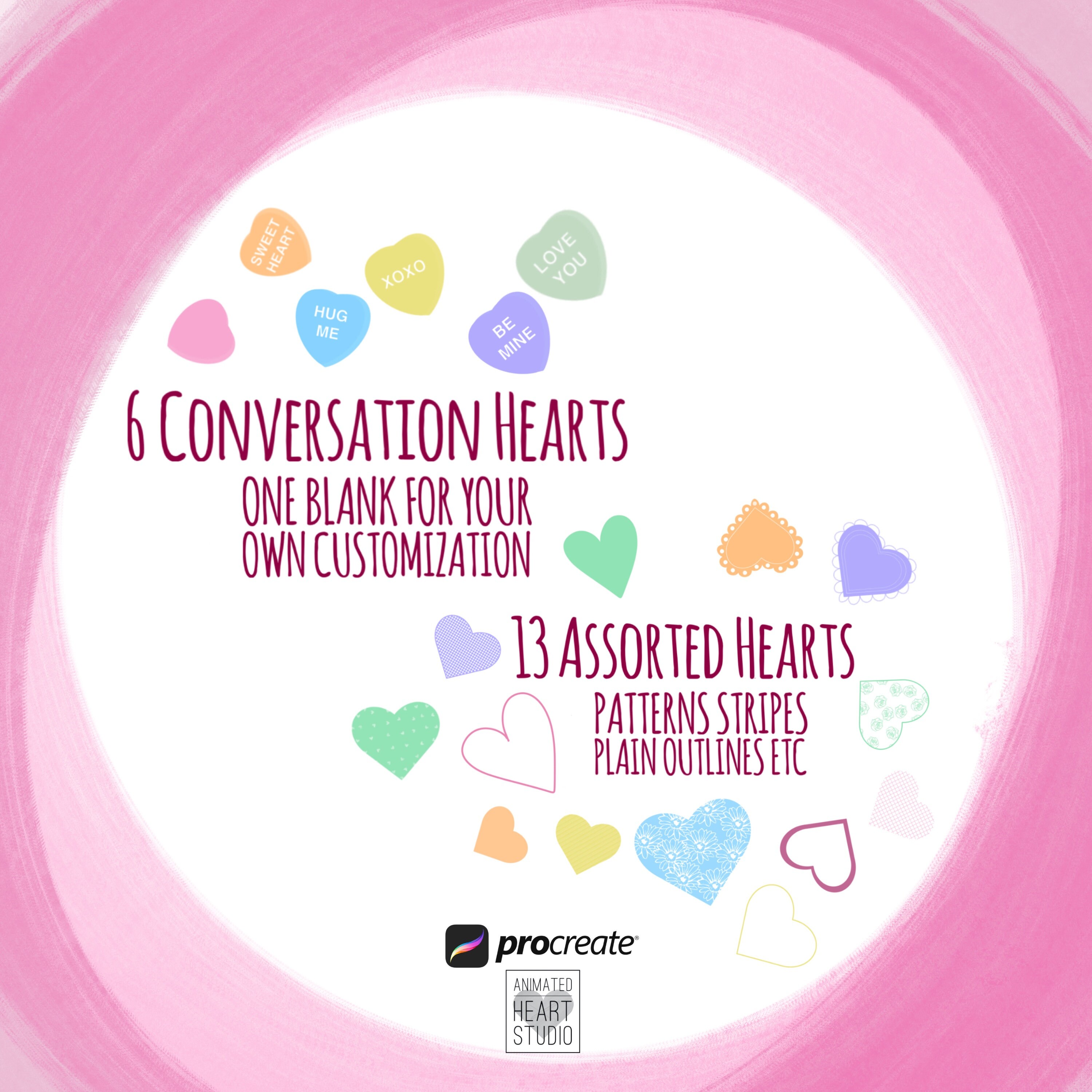 Procreate Heart Brush Set Procreate Heart Stamp Set Etsy