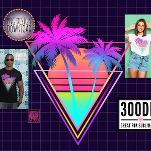 Multicolored Neon Palms PNG, Sublimation ideas 80’s Clip Art sublimation design downloads 80s neon Clipart sunset png 80’s fashion neon Y2K