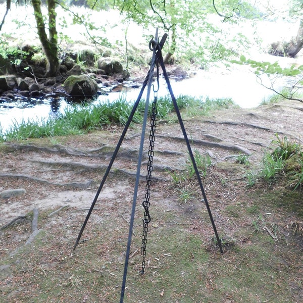 Cooking Tripod - Hand forged camp fire reenactment larp outdoor grill bbq