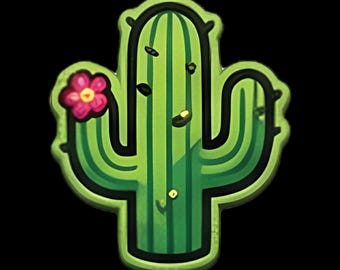 Cactus Mini Patch - UV-geprinte hoedhanger van 2,5 cm met klittenbandsluiting voor truckerpetten, ideaal als cadeau voor bij de hoedenwinkel.