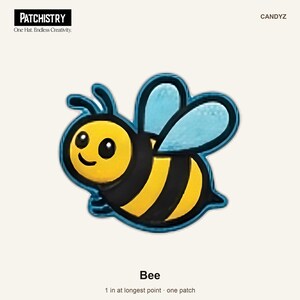 Bee Mini Patch - UV-Printed 1 Inch Hook and Loop Hat Charm for Trucker Hats, Hat Bar Gift