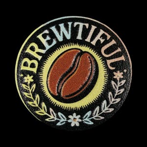 Funny Gift for Her — Brewtiful Coffee Bean Patch Hat Patch, UV-Printed 2.5" Velcro Patch for Trucker Hats