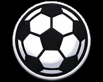 Mini voetbalpatch - UV-geprinte hoedhanger van 2,5 cm met klittenbandsluiting voor truckerpetten, ideaal als cadeau voor bij de pettenwinkel.
