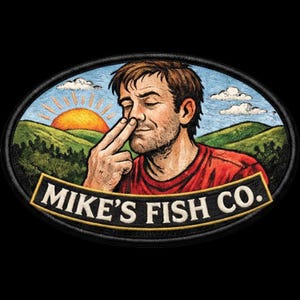 Adventure Gift — Mike's Fish Co. Hat Patch, UV-Printed 2.5" Hook and Loop Patch for Trucker Hats
