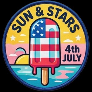 Patriotic Gift — Sun & Stars Hat Patch, UV-Printed 2.5" Hook and Loop Patch for Trucker Hats