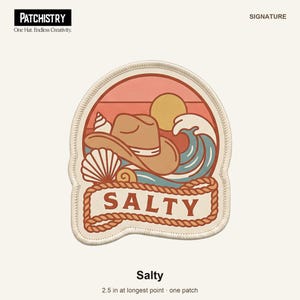 Salty Hat Patch — UV-Printed 2.5" Hook and Loop Patch for Trucker Hats, Outdoor Adventure