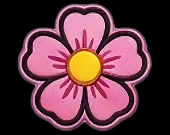 Roze bloem mini patch - UV-geprinte hoedhanger van 2,5 cm met klittenbandsluiting voor truckerpetten, ideaal als cadeau voor bij de hoedenbar.