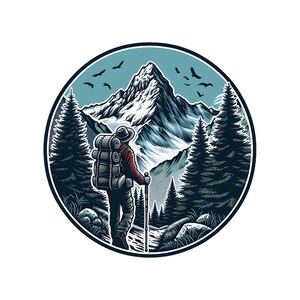 The Long Way Up Hat Patch — UV-Printed 2.5" Hook and Loop Patch for Trucker Hats, Outdoor Adventure