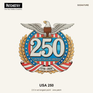 Patriotic Gift — USA 250th Anniversary Hat Patch, UV-Printed 2.5" Hook and Loop Patch for Trucker Hats