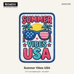 Patriotic Gift — Summer Vibes USA Hat Patch, UV-Printed 2.5" Hook and Loop Patch for Trucker Hats