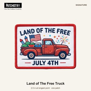 Patriotic Gift — Land of The Free Truck Hat Patch, UV-Printed 2.5" Hook and Loop Patch for Trucker Hats