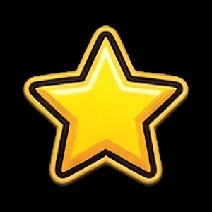 Puede incluir: Un icono de estrella de cinco puntas con un centro amarillo brillante, un borde grueso de color amarillo dorado y un contorno negro fino. El diseño presenta una apariencia biselada tridimensional con degradados suaves que crean un efecto brillante.