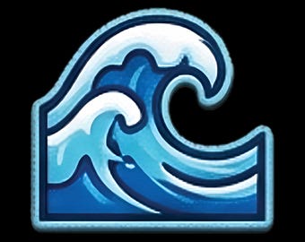 Wave Mini Patch - UV-geprinte hoedhanger van 2,5 cm met klittenbandsluiting voor truckerpetten, ideaal als cadeau voor bij de hoedenwinkel.