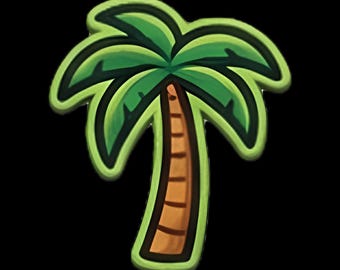 Mini Palmboom Patch - UV-geprinte hoedhanger van 2,5 cm met klittenbandsluiting voor truckerpetten, ideaal als cadeau voor bij de hoedenwinkel.
