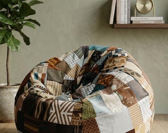 Cosy Reading Corner seat , Handmade Pouf, Floor Seating, Patchwork Beanbag, Bohemian Furniture